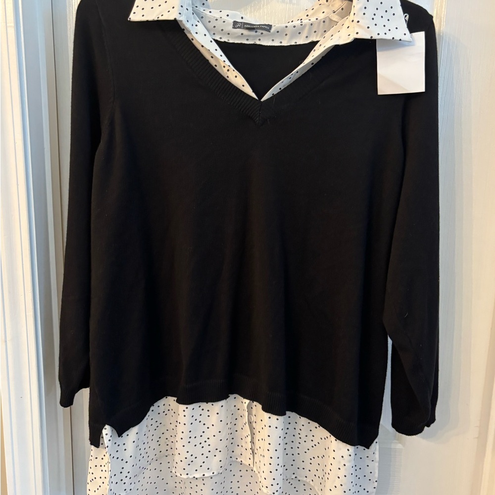 Adrianna Papell Black and White Layered Blouse
